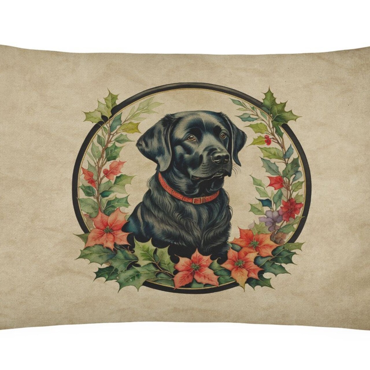 Edge Collections - 12" X 16" - Multicolor - Flowers Frame Throw Christmas Pillow Labrador Retriever 2386 - 1 Piece